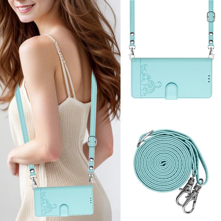 Cat Rat Embossed Pattern RFID Leather Phone Case with Lanyard, For iPhone 17 Pro Max, For iPhone 17 Pro, For iPhone 17, For iPhone Air