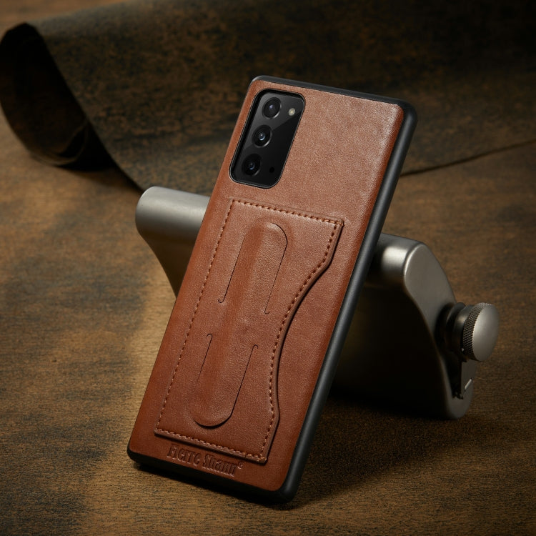 Fierre Shann Full Coverage Protective Leather Case with Holder & Card Slot, For Galaxy Note20 Ultra
