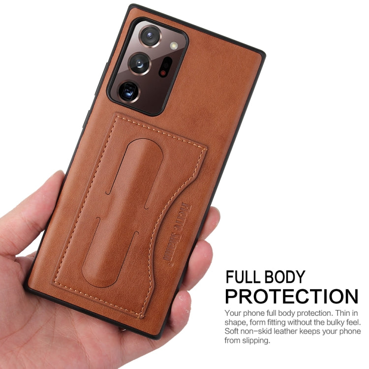 Fierre Shann Full Coverage Protective Leather Case with Holder & Card Slot, For Galaxy Note20 Ultra