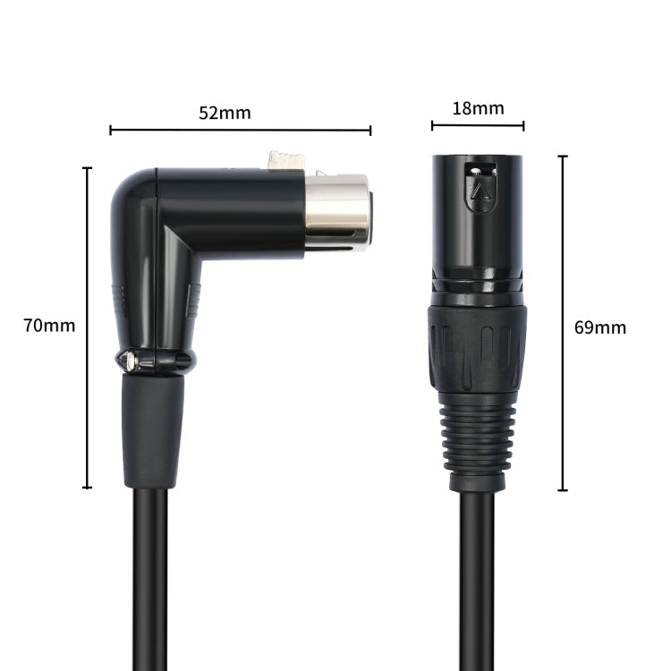 XK041L XLR 3pin Straight Male to Elbow Female Audio Cable, 0.3m, 1m, 2m, 3m, 5m, 10m