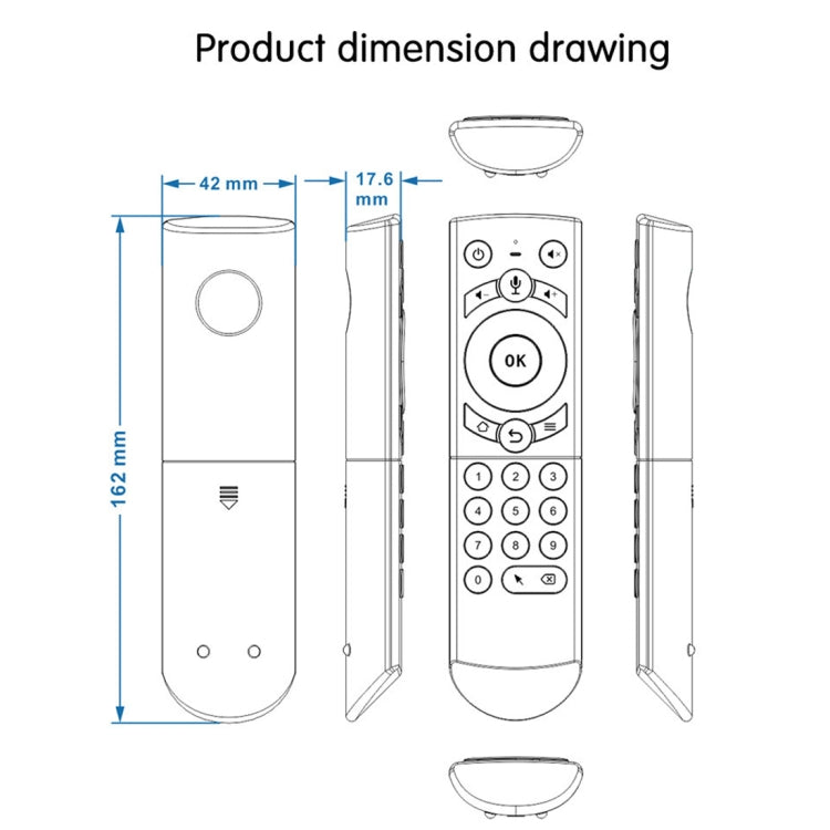 G21 2.4GHz Fly Air Mouse LED Backlight Wireless Keyboard Remote Control with Gyroscope for Android TV Box / PC, Support Intelligent Voice, Blue