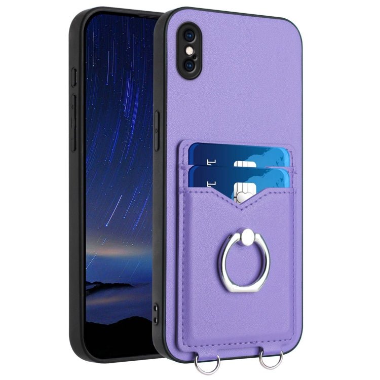 R20 Ring Card Holder Phone Case, For iPhone XS / X, For iPhone XR, For iPhone XS Max, For iPhone 8 Plus / 7 Plus