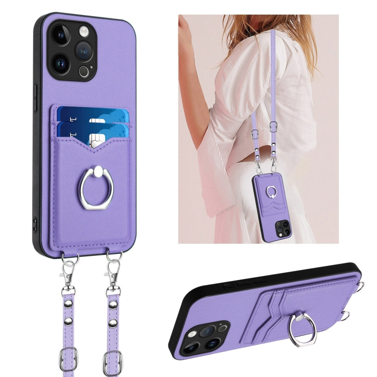 R20 Crossbody Rope Ring Card Holder Phone Case, For iPhone 15 Pro Max, For iPhone 15 Pro, For iPhone 15 Plus, For iPhone 15