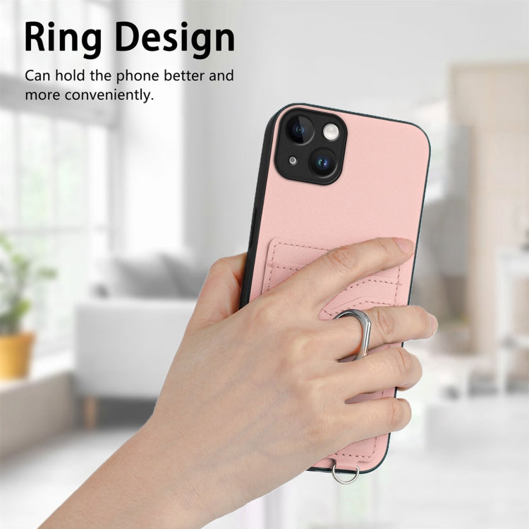 R20 Crossbody Rope Ring Card Holder Phone Case, For iPhone 14 Plus, For iPhone 14, For iPhone 14 Pro, For iPhone 14 Pro Max