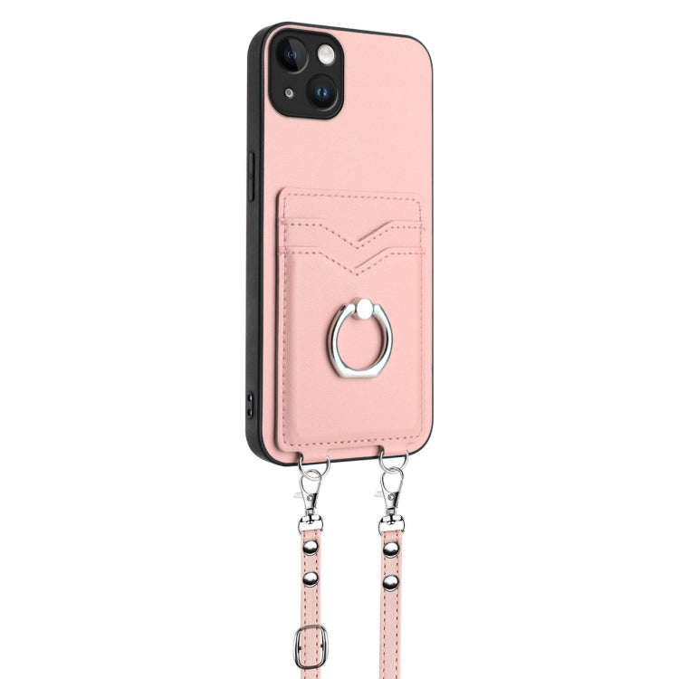 R20 Crossbody Rope Ring Card Holder Phone Case, For iPhone 14 Plus, For iPhone 14, For iPhone 14 Pro, For iPhone 14 Pro Max