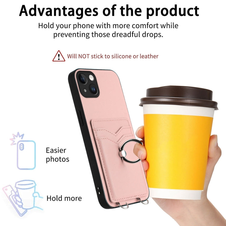 R20 Crossbody Rope Ring Card Holder Phone Case, For iPhone 14 Plus, For iPhone 14, For iPhone 14 Pro, For iPhone 14 Pro Max