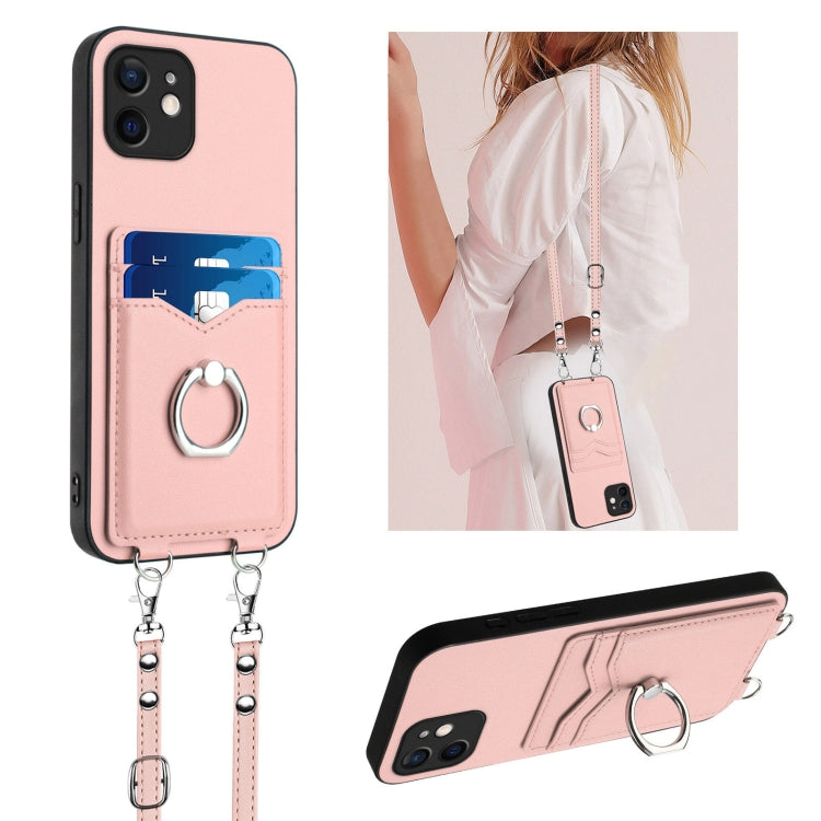 R20 Crossbody Rope Ring Card Holder Phone Case, For iPhone 12 mini, For iPhone 11 Pro Max, For iPhone 11, For iPhone 11 Pro