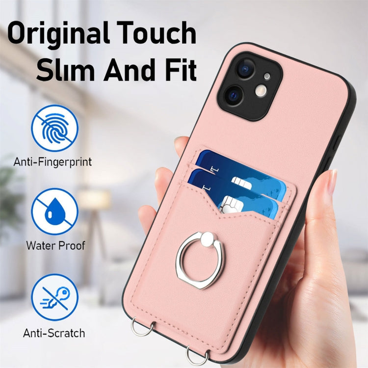 R20 Crossbody Rope Ring Card Holder Phone Case, For iPhone 12 mini, For iPhone 11 Pro Max, For iPhone 11, For iPhone 11 Pro