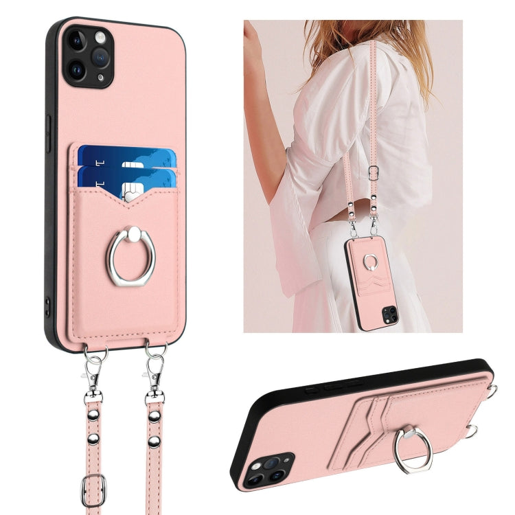 R20 Crossbody Rope Ring Card Holder Phone Case, For iPhone 12 mini, For iPhone 11 Pro Max, For iPhone 11, For iPhone 11 Pro