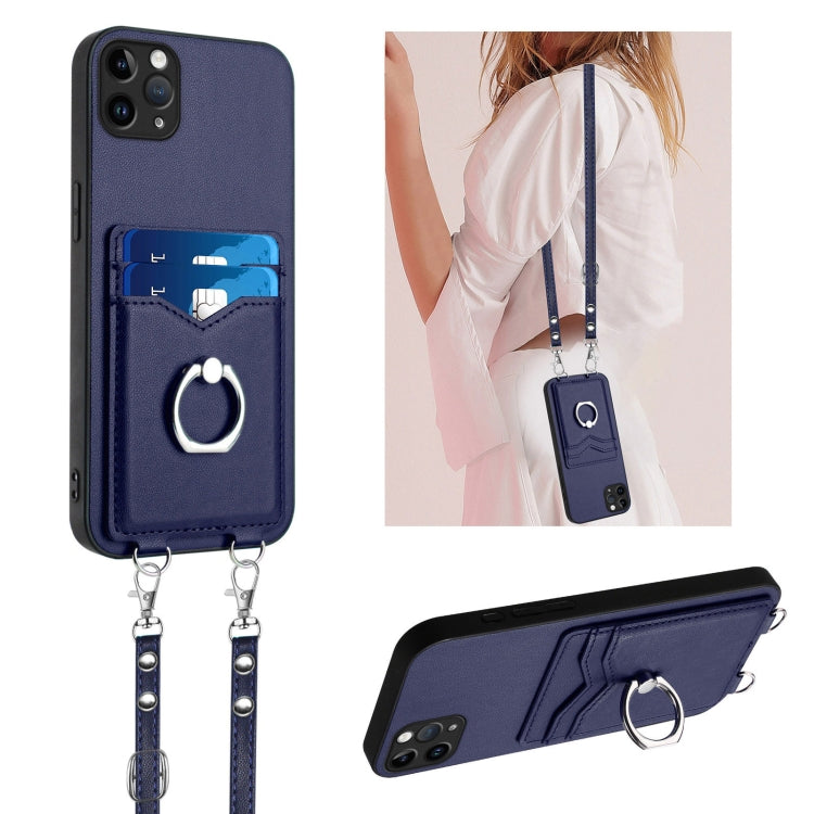 R20 Crossbody Rope Ring Card Holder Phone Case, For iPhone 12 mini, For iPhone 11 Pro Max, For iPhone 11, For iPhone 11 Pro