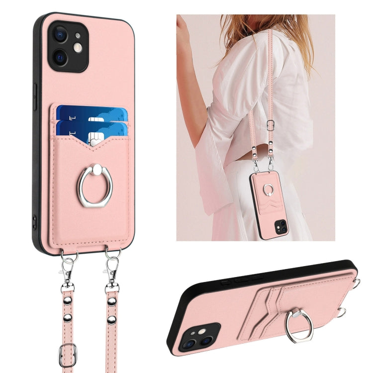 R20 Crossbody Rope Ring Card Holder Phone Case, For iPhone 12 mini, For iPhone 11 Pro Max, For iPhone 11, For iPhone 11 Pro