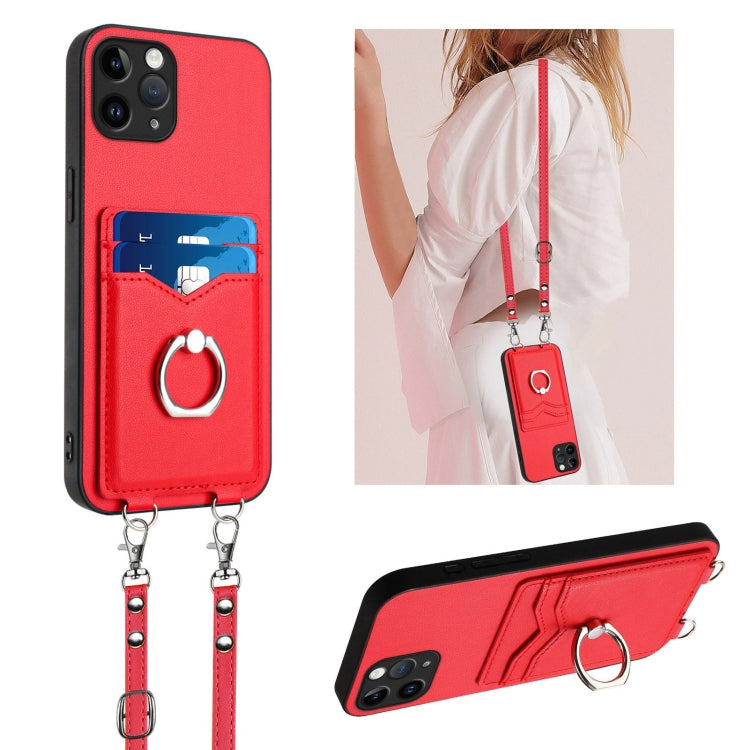 R20 Crossbody Rope Ring Card Holder Phone Case, For iPhone 12 mini, For iPhone 11 Pro Max, For iPhone 11, For iPhone 11 Pro