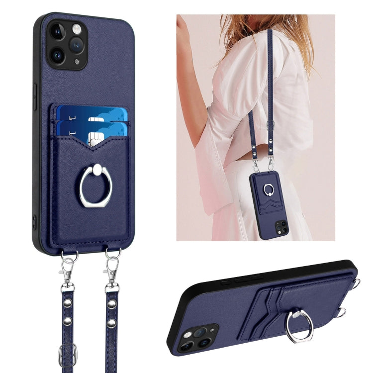 R20 Crossbody Rope Ring Card Holder Phone Case, For iPhone 12 mini, For iPhone 11 Pro Max, For iPhone 11, For iPhone 11 Pro
