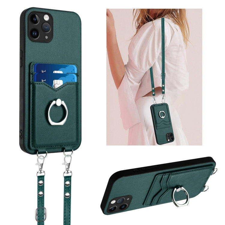 R20 Crossbody Rope Ring Card Holder Phone Case, For iPhone 12 mini, For iPhone 11 Pro Max, For iPhone 11, For iPhone 11 Pro