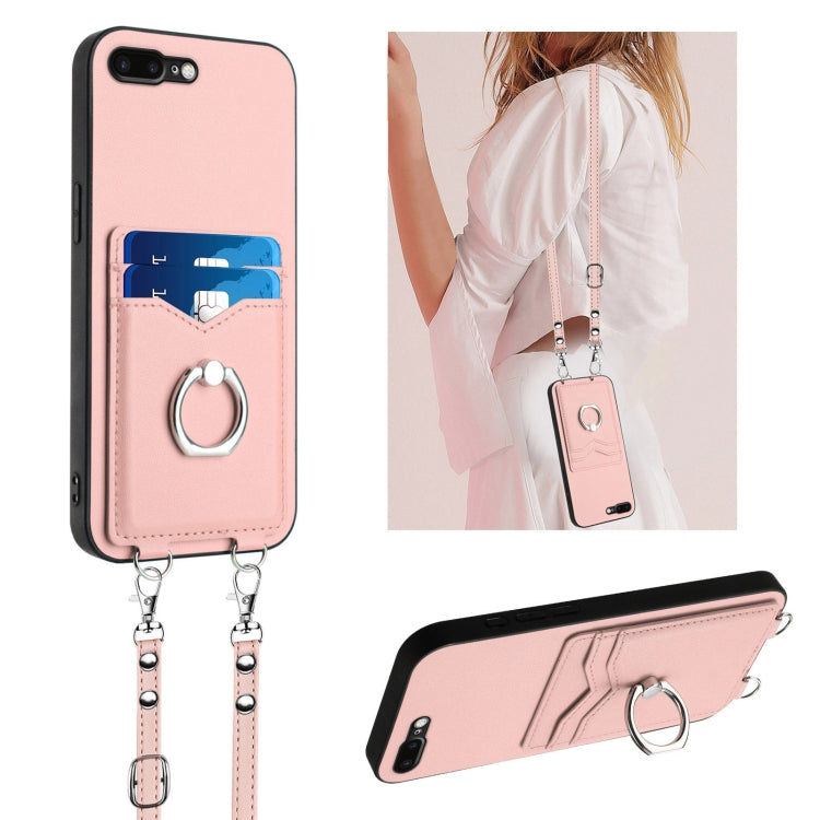 R20 Crossbody Rope Ring Card Holder Phone Case, For iPhone XS / X, For iPhone XR, For iPhone XS Max, For iPhone 8 Plus / 7 Plus