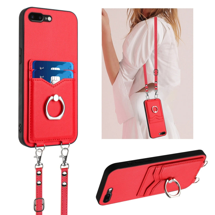 R20 Crossbody Rope Ring Card Holder Phone Case, For iPhone XS / X, For iPhone XR, For iPhone XS Max, For iPhone 8 Plus / 7 Plus