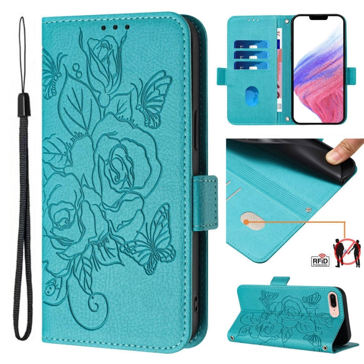 Embossed Rose RFID Anti-theft Leather Phone Case, For iPhone XR, For iPhone XS Max, For iPhone 8 Plus / 7 Plus