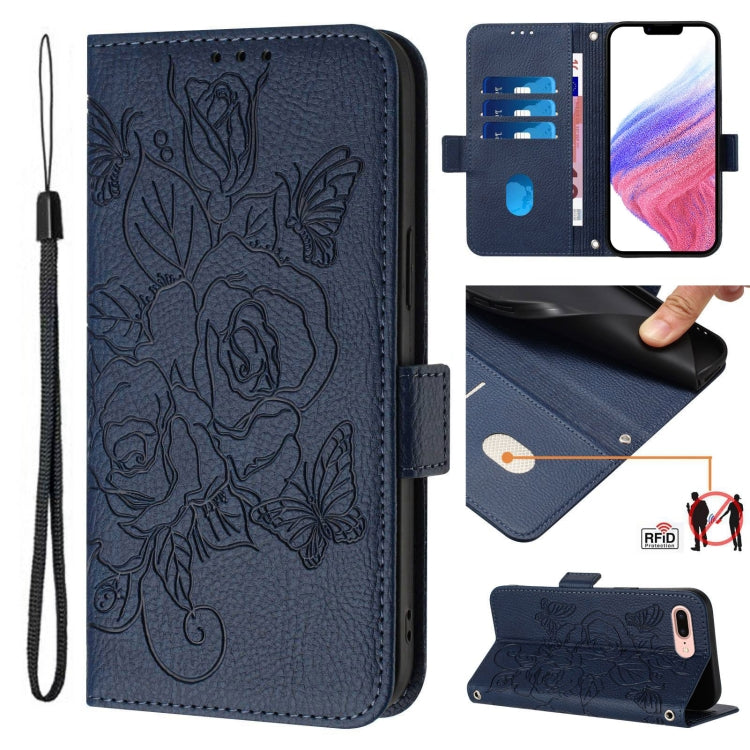 Embossed Rose RFID Anti-theft Leather Phone Case, For iPhone XR, For iPhone XS Max, For iPhone 8 Plus / 7 Plus
