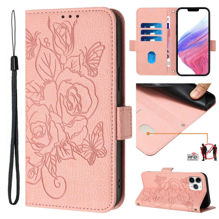 Embossed Rose RFID Anti-theft Leather Phone Case, For iPhone 11 Pro Max, For iPhone 11, For iPhone 11 Pro, For iPhone XS / X