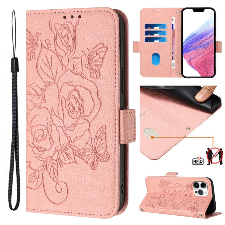 Embossed Rose RFID Anti-theft Leather Phone Case, For iPhone 13 mini, For iPhone 12  / 12 Pro, For iPhone 12 Pro Max, For iPhone 12 mini