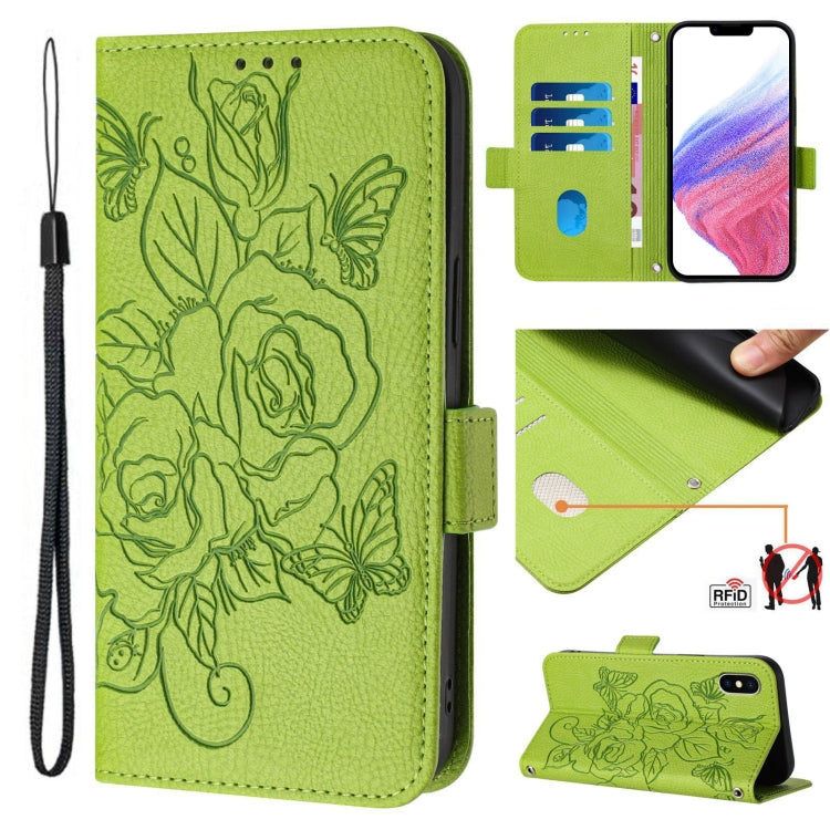 Embossed Rose RFID Anti-theft Leather Phone Case, For iPhone 11 Pro Max, For iPhone 11, For iPhone 11 Pro, For iPhone XS / X