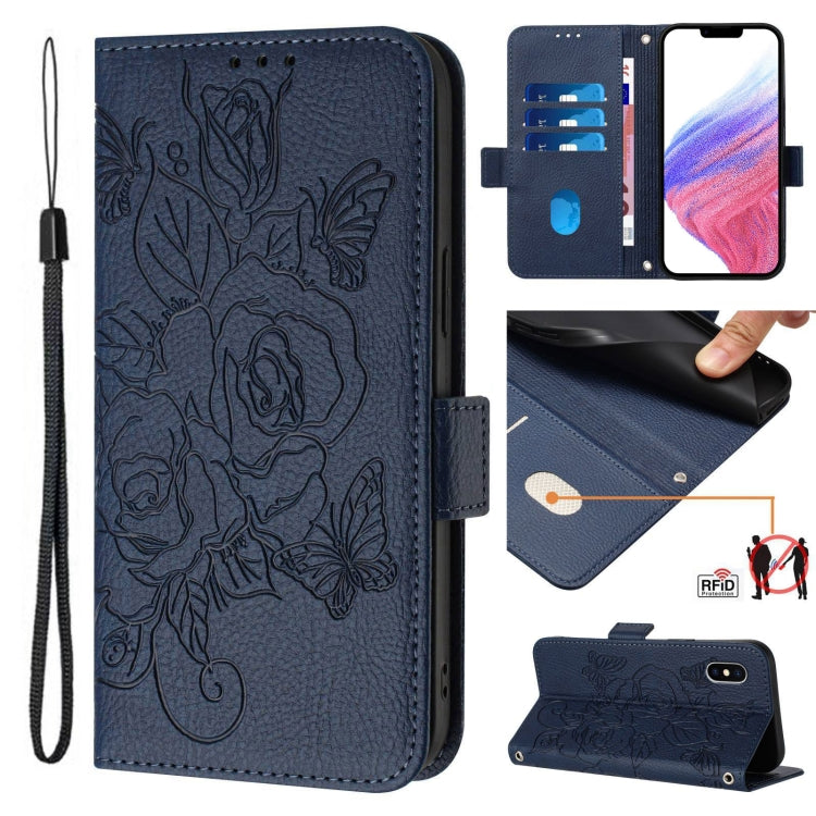 Embossed Rose RFID Anti-theft Leather Phone Case, For iPhone 11 Pro Max, For iPhone 11, For iPhone 11 Pro, For iPhone XS / X
