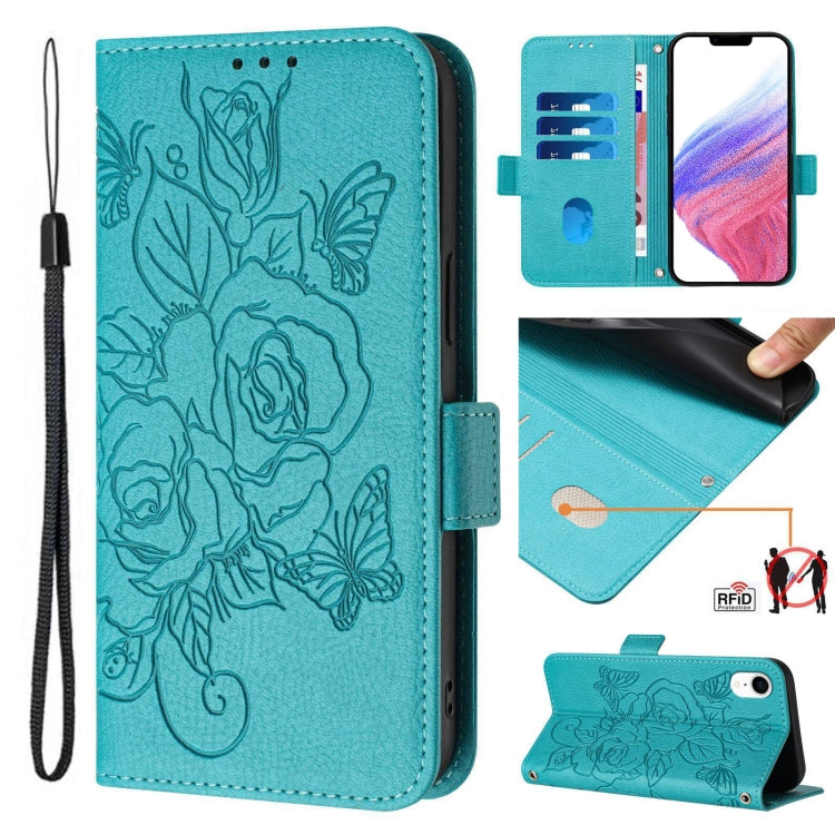 Embossed Rose RFID Anti-theft Leather Phone Case, For iPhone XR, For iPhone XS Max, For iPhone 8 Plus / 7 Plus