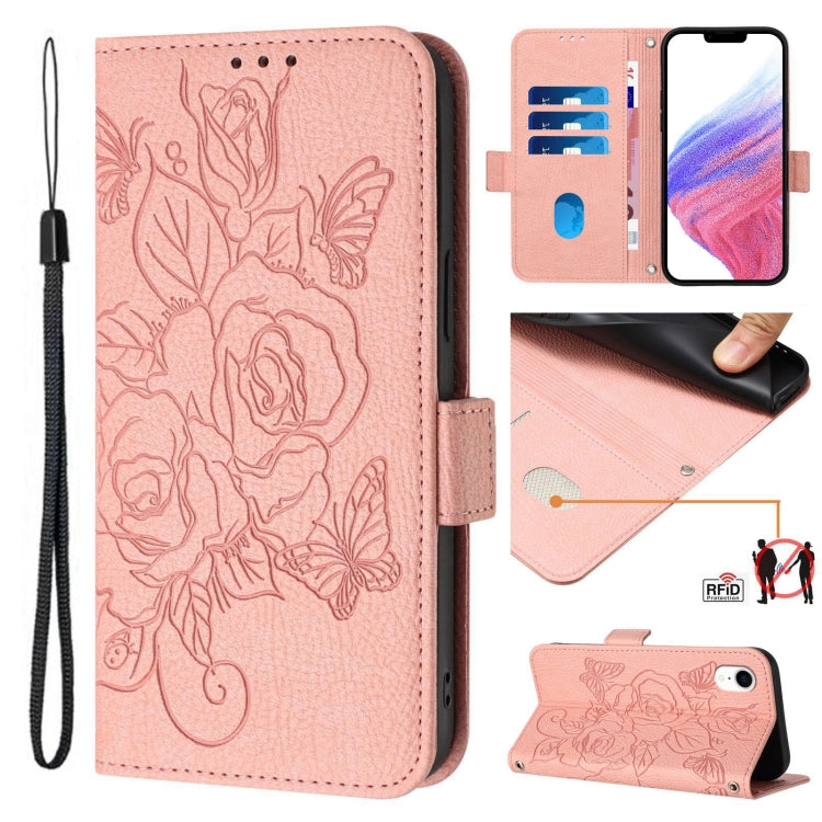 Embossed Rose RFID Anti-theft Leather Phone Case, For iPhone XR, For iPhone XS Max, For iPhone 8 Plus / 7 Plus