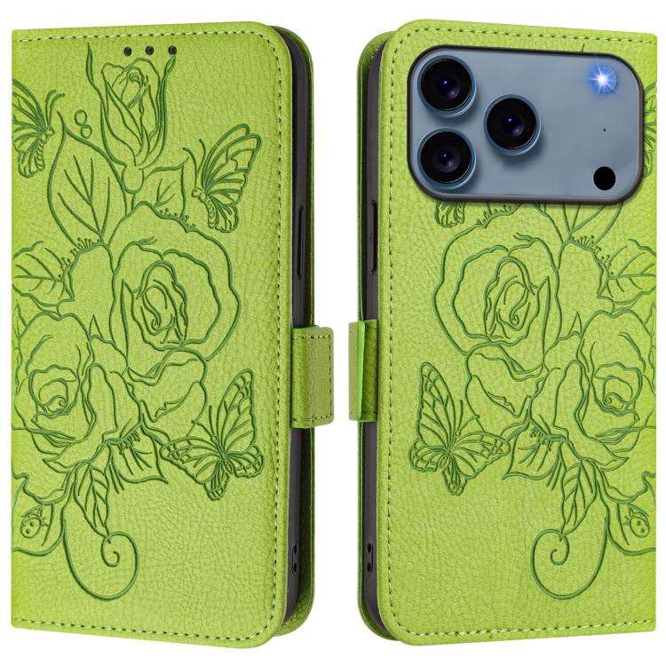 Embossed Rose RFID Anti-theft Leather Phone Case, For iPhone 17 Pro Max, For iPhone 17 Pro, For iPhone 17, For iPhone Air