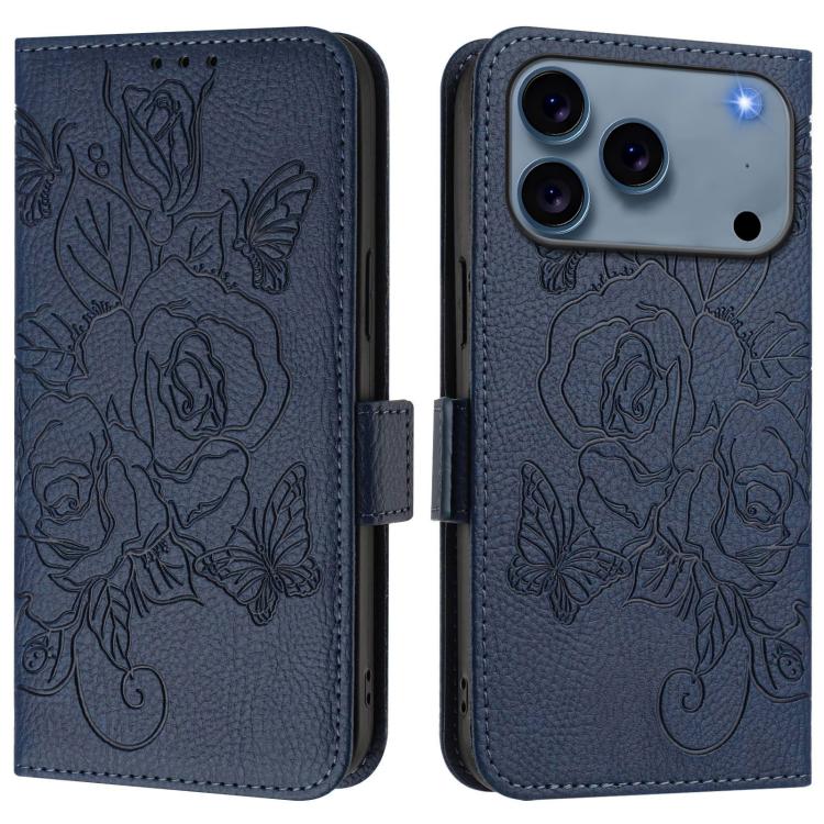 Embossed Rose RFID Anti-theft Leather Phone Case, For iPhone 17 Pro Max, For iPhone 17 Pro, For iPhone 17, For iPhone Air