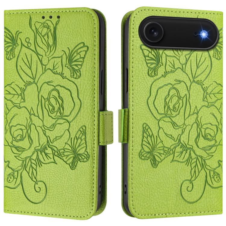 Embossed Rose RFID Anti-theft Leather Phone Case, For iPhone 17 Pro Max, For iPhone 17 Pro, For iPhone 17, For iPhone Air