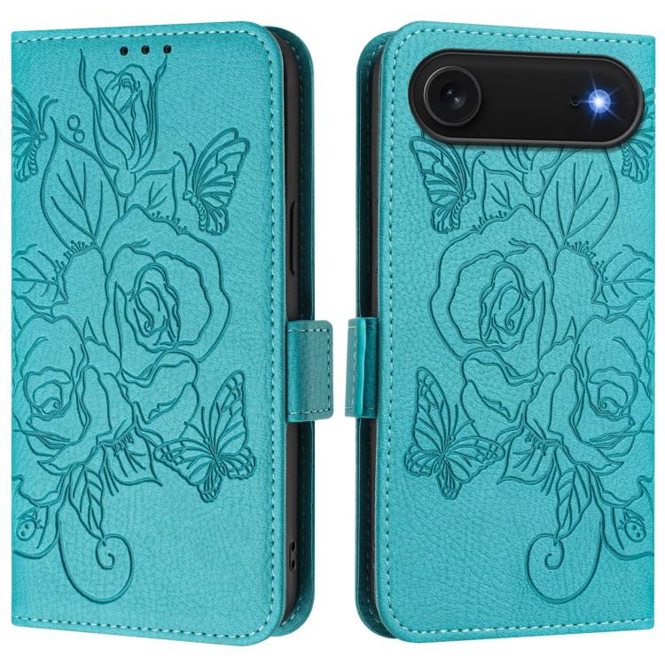 Embossed Rose RFID Anti-theft Leather Phone Case, For iPhone 17 Pro Max, For iPhone 17 Pro, For iPhone 17, For iPhone Air