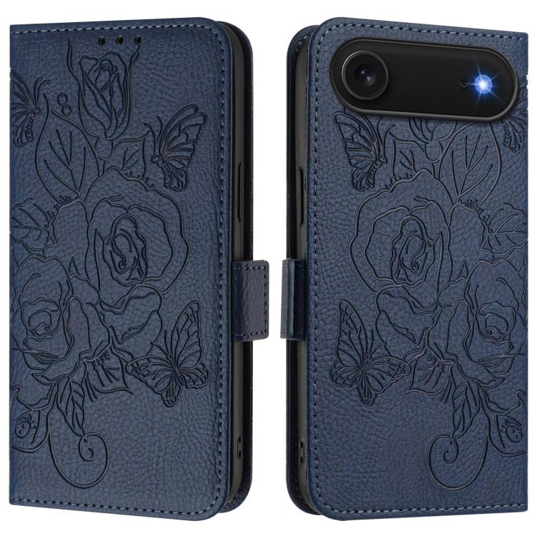 Embossed Rose RFID Anti-theft Leather Phone Case, For iPhone 17 Pro Max, For iPhone 17 Pro, For iPhone 17, For iPhone Air