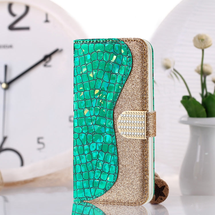Laser Glitter Powder Matching Crocodile Texture Horizontal Flip Leather Case with Card Slots & Holder & Wallet, For iPhone 12 mini, For iPhone 12 Pro Max, For Samsung Galaxy Note20, For Samsung Galaxy Note20 Ultra, For Samsung Galaxy A21s