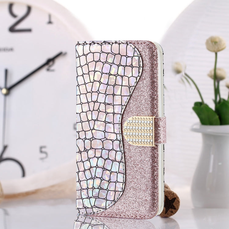 Laser Glitter Powder Matching Crocodile Texture Horizontal Flip Leather Case with Card Slots & Holder & Wallet, For iPhone 12 mini, For iPhone 12 Pro Max, For Samsung Galaxy Note20, For Samsung Galaxy Note20 Ultra, For Samsung Galaxy A21s