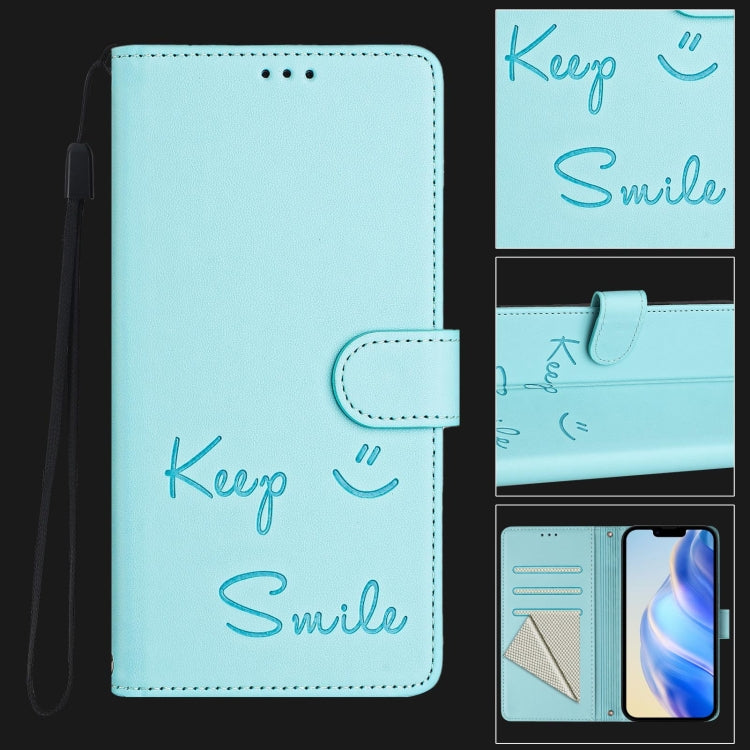 Smile Embossing RFID Leather Phone Case, For iPhone 16, For iPhone 15 Pro Max, For iPhone 15 Pro, For iPhone 15 Plus