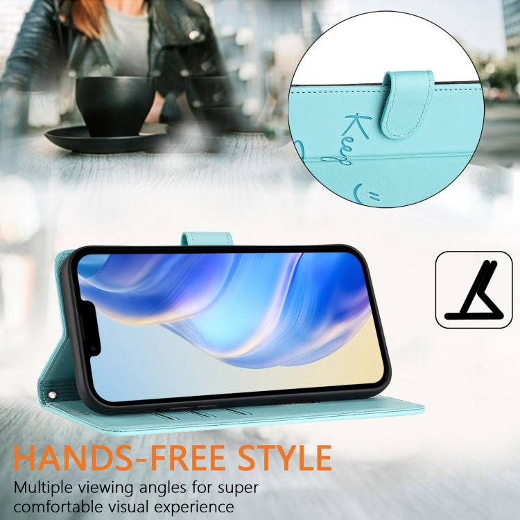 Smile Embossing RFID Leather Phone Case, For iPhone 16, For iPhone 15 Pro Max, For iPhone 15 Pro, For iPhone 15 Plus