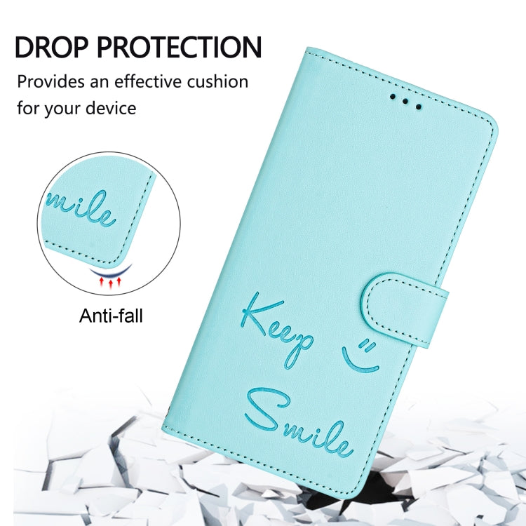 Smile Embossing RFID Leather Phone Case, For iPhone 16, For iPhone 15 Pro Max, For iPhone 15 Pro, For iPhone 15 Plus