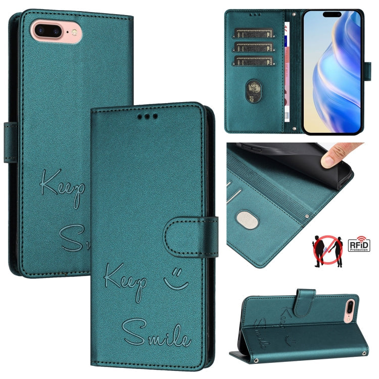 Smile Embossing RFID Leather Phone Case, For iPhone X / XS, For iPhone XR, For iPhone XS Max, For iPhone 8 Plus / 7 Plus