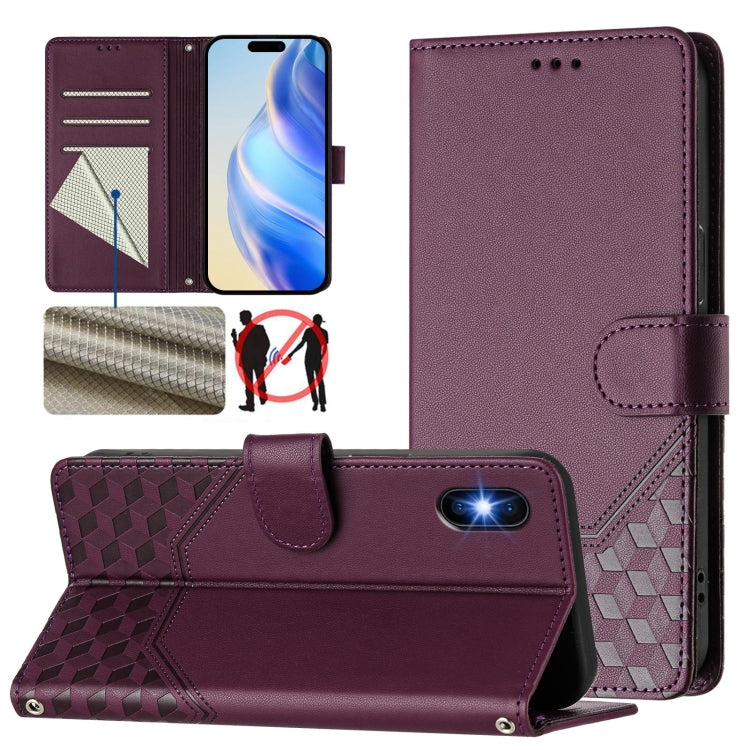 Honeycomb Embossing RFID Leather Phone Case, For iPhone XR, For iPhone XS Max, For iPhone 8 Plus / 7 Plus