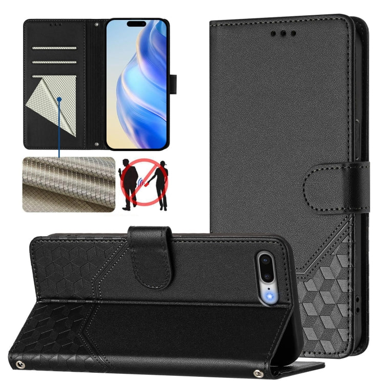 Honeycomb Embossing RFID Leather Phone Case, For iPhone XR, For iPhone XS Max, For iPhone 8 Plus / 7 Plus