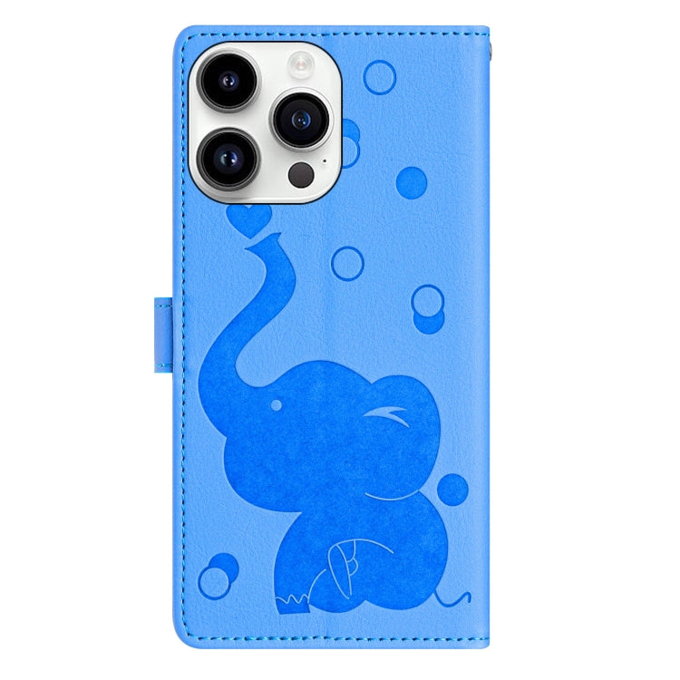 Cartoon Elephant Embossed Leather Phone Case, For iPhone 15 Pro Max, For iPhone 15 Pro, For iPhone 15 Plus, For iPhone 15
