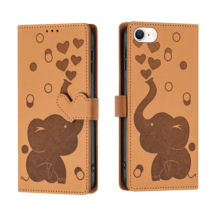 Cartoon Elephant Embossed Leather Phone Case, For iPhone SE 2022 / 2020, For iPhone 13 Pro Max, For iPhone 13 Pro, For iPhone 13