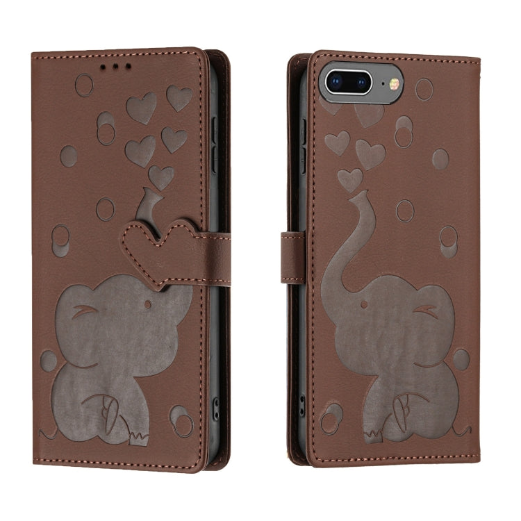 Cartoon Elephant Embossed Leather Phone Case, For iPhone XS Max, For iPhone 8 Plus / 7 Plus