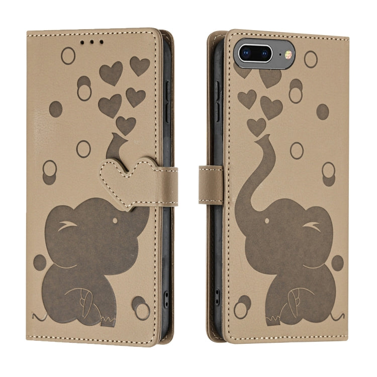 Cartoon Elephant Embossed Leather Phone Case, For iPhone XS Max, For iPhone 8 Plus / 7 Plus
