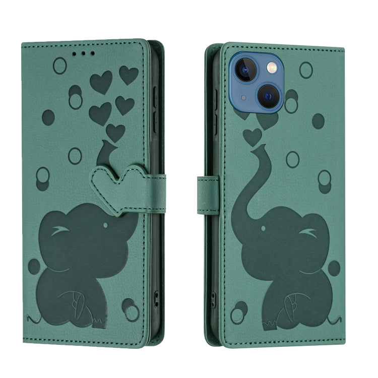 Cartoon Elephant Embossed Leather Phone Case, For iPhone 13 mini / 12 mini, For iPhone 12 / 12 Pro, For iPhone 12 Pro Max, For iPhone 11 Pro Max