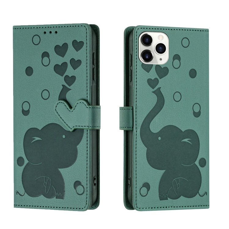 Cartoon Elephant Embossed Leather Phone Case, For iPhone 13 mini / 12 mini, For iPhone 12 / 12 Pro, For iPhone 12 Pro Max, For iPhone 11 Pro Max