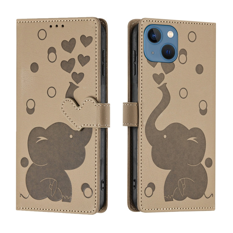 Cartoon Elephant Embossed Leather Phone Case, For iPhone SE 2022 / 2020, For iPhone 13 Pro Max, For iPhone 13 Pro, For iPhone 13