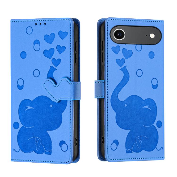 Cartoon Elephant Embossed Leather Phone Case, For iPhone 17 Pro Max, For iPhone 17 Pro, For iPhone 17, For iPhone Air