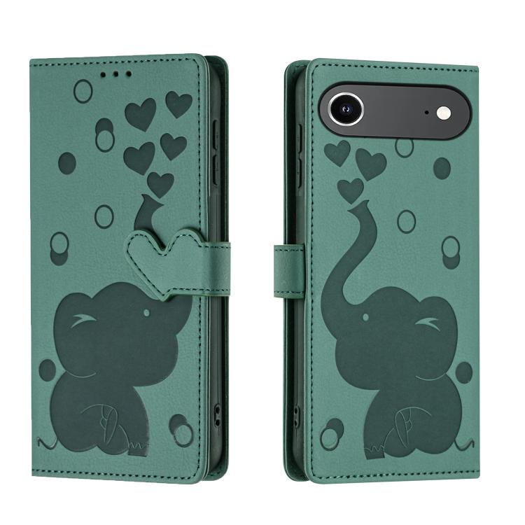 Cartoon Elephant Embossed Leather Phone Case, For iPhone 17 Pro Max, For iPhone 17 Pro, For iPhone 17, For iPhone Air